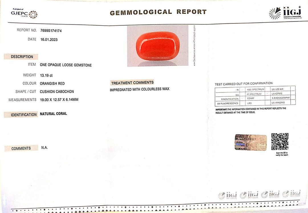 13.19/Carat Natural Red Coral (2100)