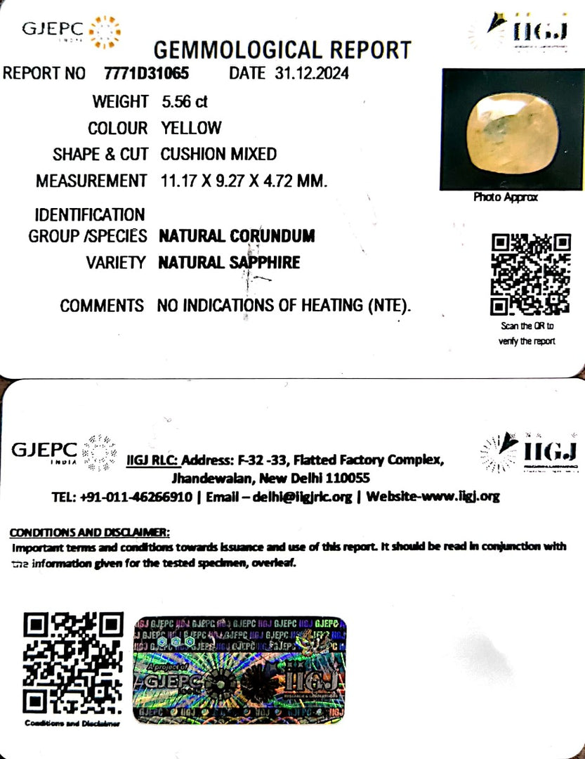5.56/CT Natural Ceylonese Pukhraj with Govt Lab Certificate-6771