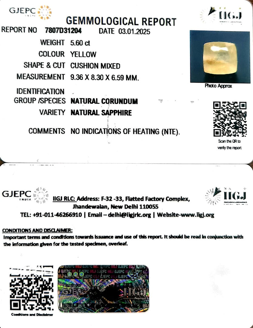 5.60/CT Natural Ceylonese Pukhraj with Govt Lab Certificate-6771