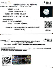 0.74/Cents Natural Diamond with Govt. Lab Certificate-120000