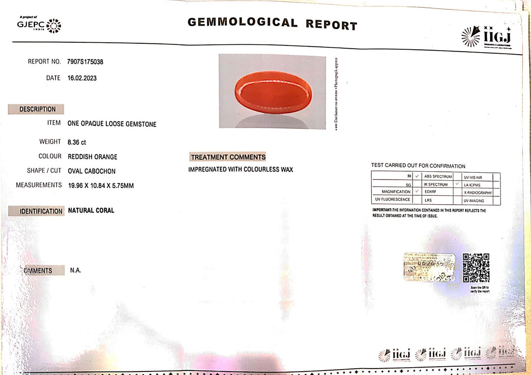8.36/Carat Natural Japanese Red Coral (6200)