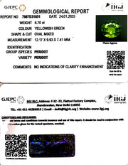 6.70/CT Natural Peridot With Govt. Lab Certificate-5661