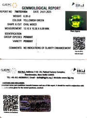 6.39/CT Natural Peridot With Govt. Lab Certificate-5661