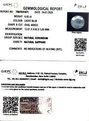 6.65/CT Natural Blue Sapphire with Govt Lab Certificate-4551