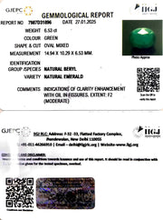 6.53/CT Natural Panna Stone with Govt. Lab Certificate-12210