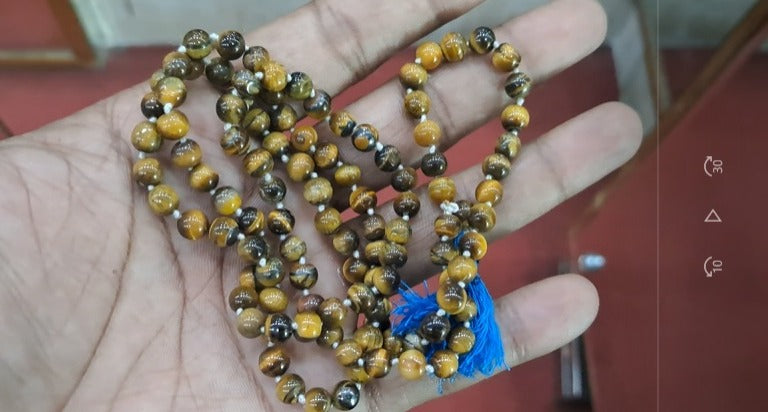 NATURAL TIGER EYE MALA (SAMLL BEADS) (2100)