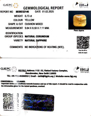6.73/CT Natural Yellow Sapphire With Govt Lab Certificate