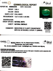 3.98/CT Natural Panna Stone with Govt. Lab Certificate (45510)