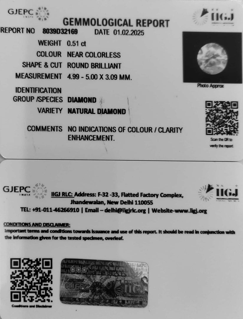 0.51/Cents Natural Diamond with Govt. Lab Certificate-140000