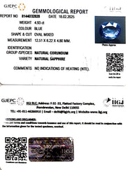 4.93/CT Natural Blue Sapphire With Govt Lab Certificate