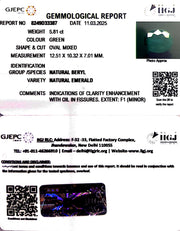 5.81/CT Natural Panna Stone with Govt. Lab Certificate