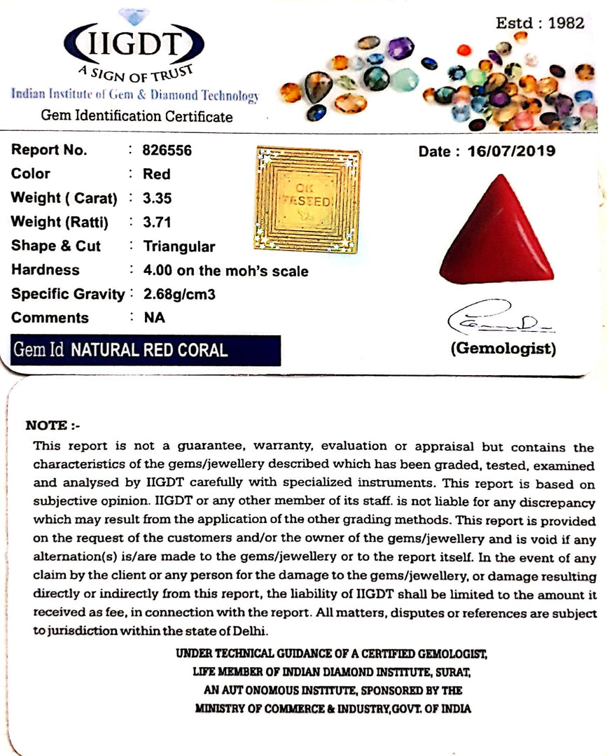 3.72 Ratti Italian Triangular Red Coral-(1054)