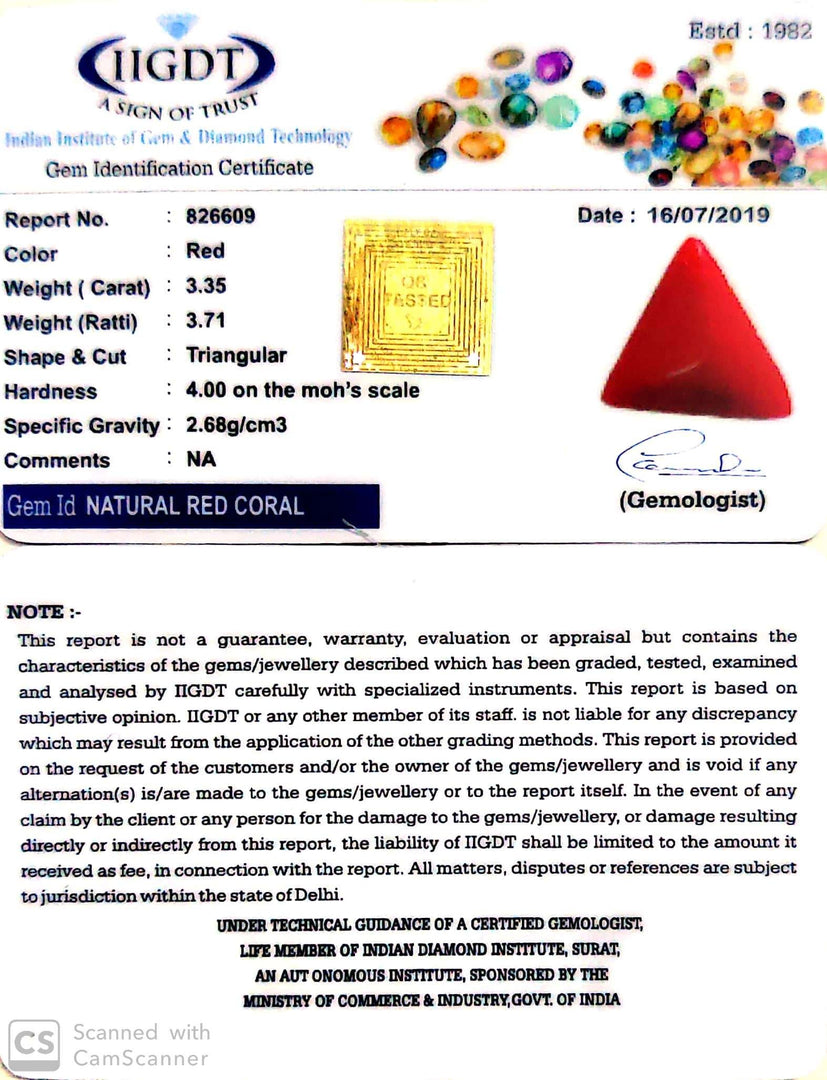 3.72 Ratti Italian Triangular Red Coral-(1054)