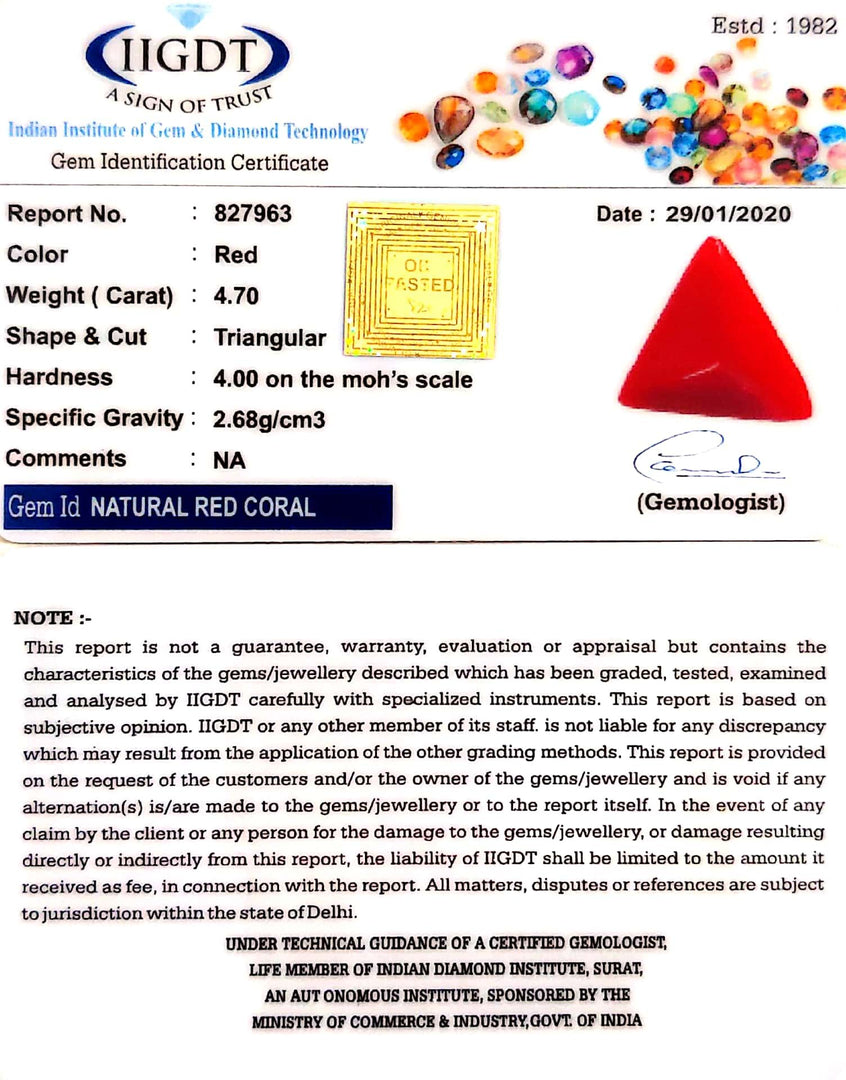 5.22 Ratti Natural Italian Triangular Moonga-(1054)