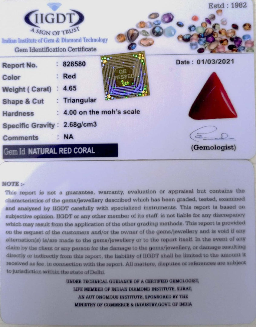 4.65/CT Natural Triangular Red Coral-1332