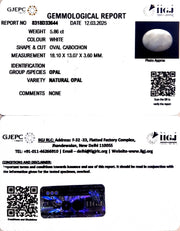 5.86/CT Natural Opal with Govt. Lab Certificate