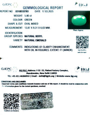 5.80/CT Natural Panna Stone with Govt. Lab Certificate