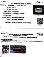 5.82/CT Natural Yellow Sapphire With Govt Lab Certificate