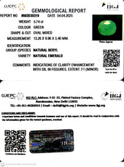 5.74/CT Natural Panna Stone with Govt. Lab Certificate