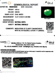 4.94/CT Natural Panna Stone with Govt. Lab Certificate