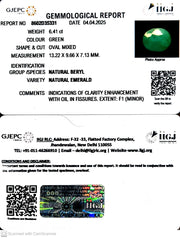 6.41/CT Natural Panna Stone with Govt. Lab Certificate