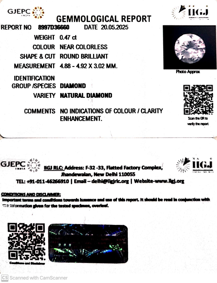 0.47/Cents Natural Diamond with Govt. Lab Certificate-140000
