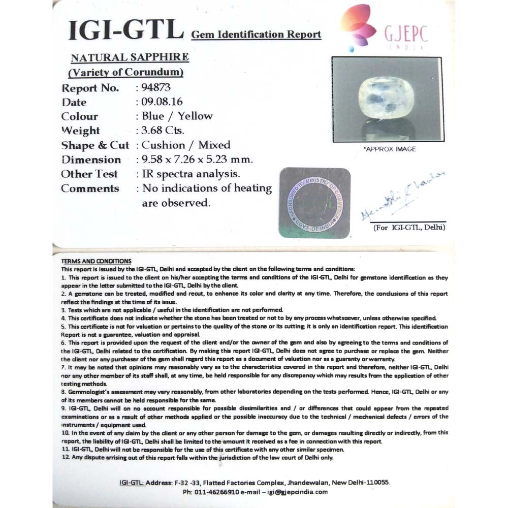 4.09 Ratti  blue sapphire with Govt. Lab Certificate-(6771)