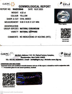 Load image into Gallery viewer, 4.02/CT Natural Yellow Sapphire With Govt Lab Certificate (45510)
