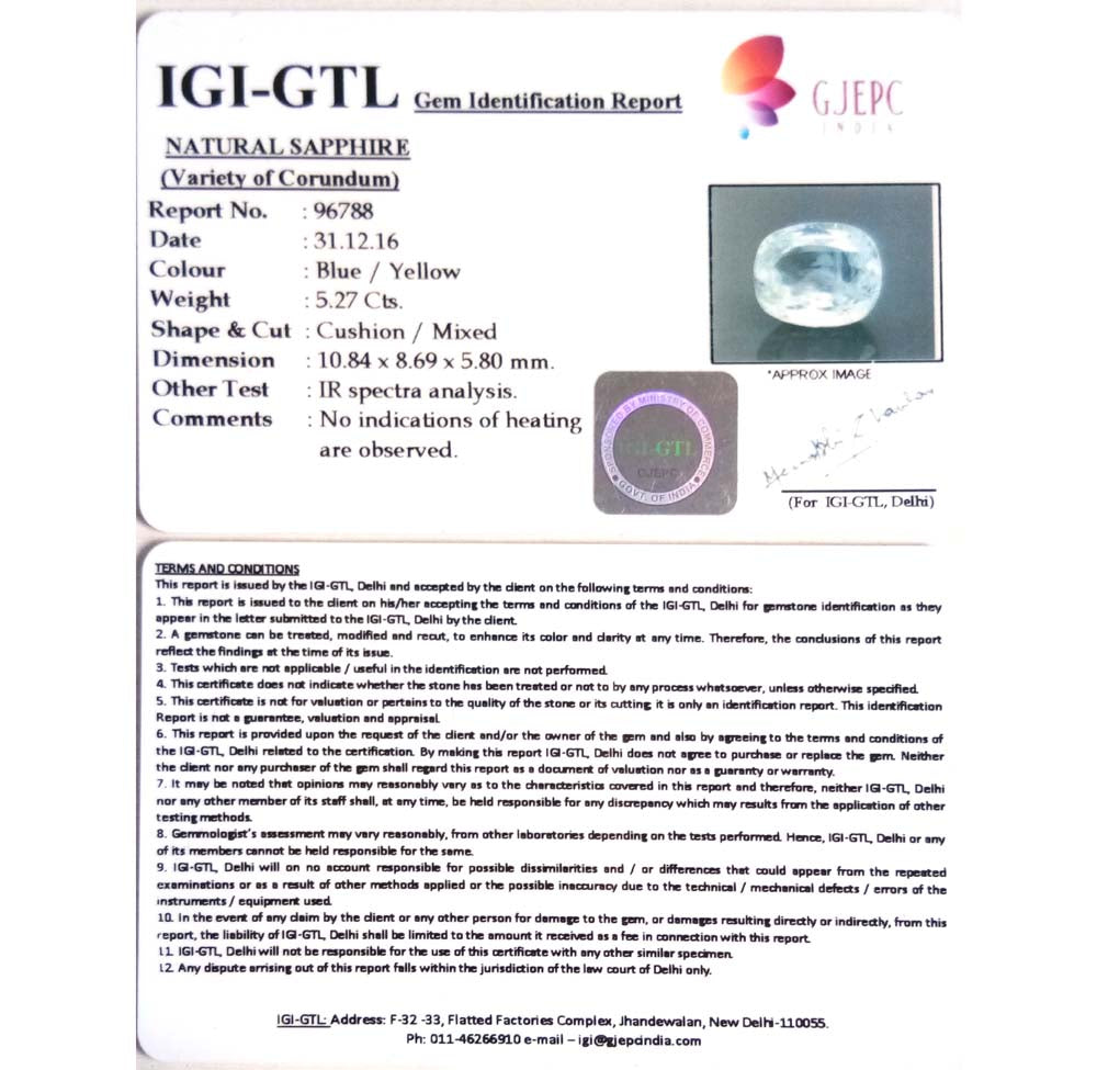 5.86 Ratti Natural Pitambari Neelam with Govt Lab Certificate-(23310)