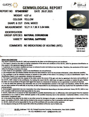 4.07/CT Natural Yellow Sapphire With Govt Lab Certificate (16650)