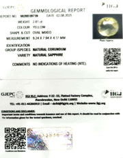 2.81/CT Natural Yellow Sapphire With Govt Lab Certificate (23310)
