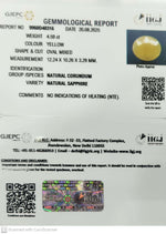 Load image into Gallery viewer, 4.59/CT Natural Yellow Sapphire With Govt Lab Certificate (1221)
