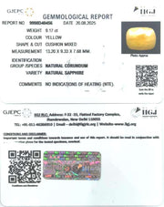 9.17/CT Natural Yellow Sapphire With Govt Lab Certificate (2331)