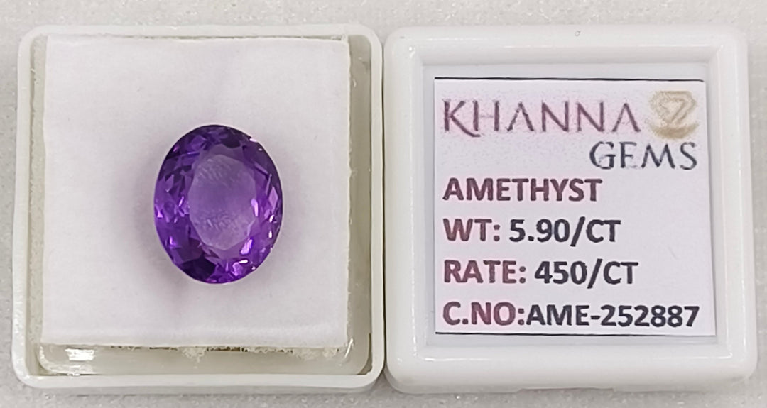5.90/CT Natural Amethyst Gemstone with Govt. Lab Certificate