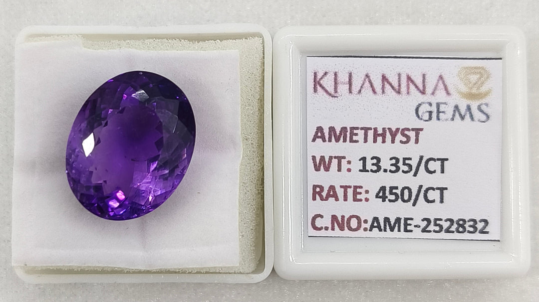 13.35/CT Natural Amethyst Gemstone with Govt. Lab Certificate