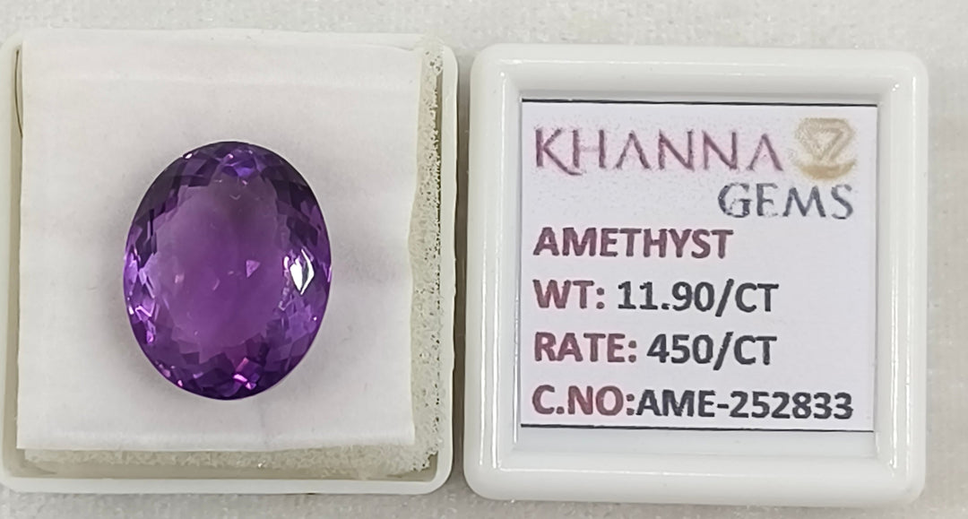 11.90/CT Natural Amethyst Gemstone with Govt. Lab Certificate