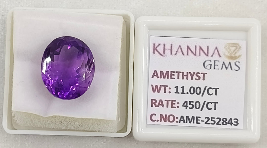 11.00/CT Natural Amethyst Gemstone with Govt. Lab Certificate