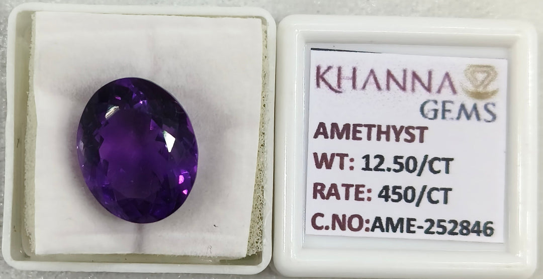 12.50/CT Natural Amethyst Gemstone with Govt. Lab Certificate