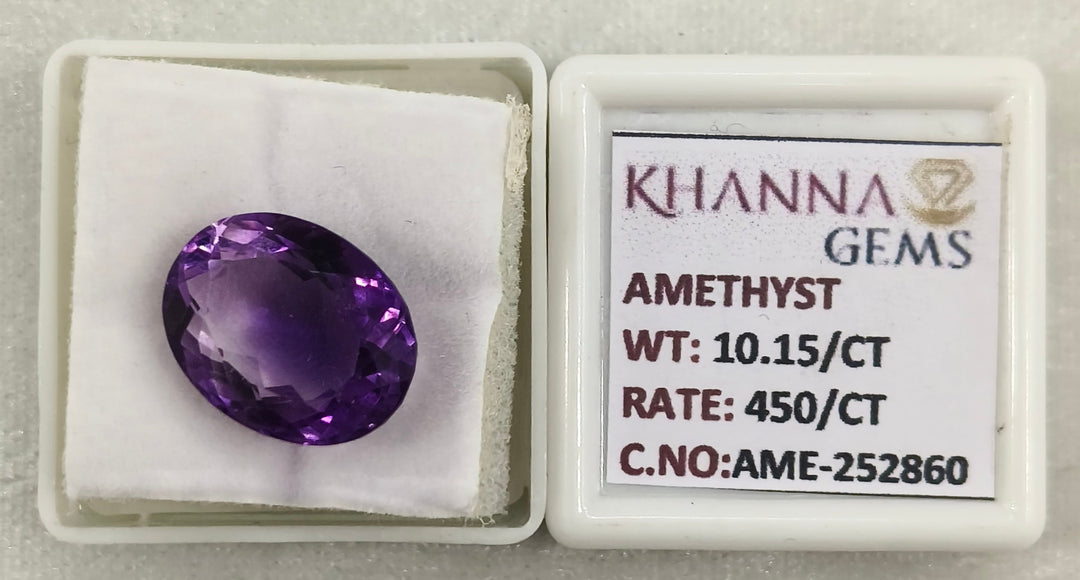10.15/CT Natural Amethyst Gemstone with Govt. Lab Certificate