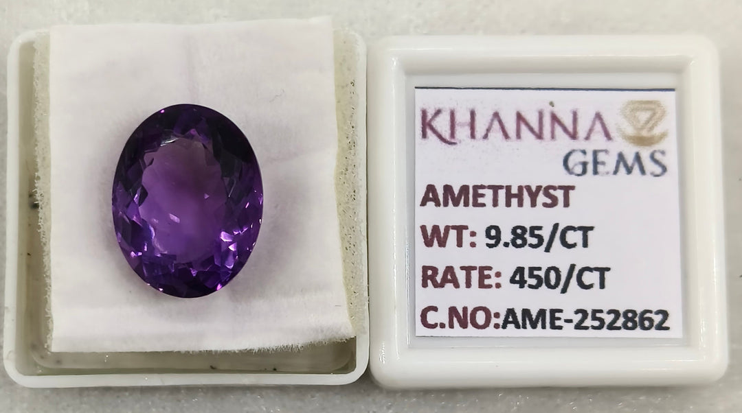 9.85/CT Natural Amethyst Gemstone with Govt. Lab Certificate