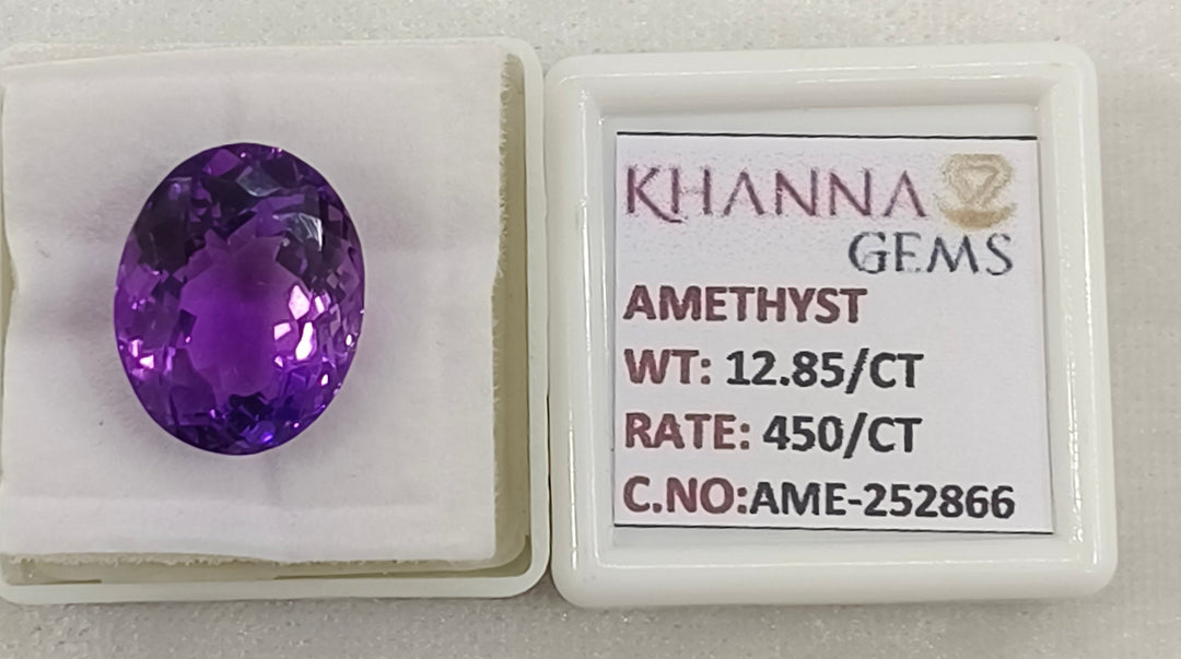 12.85/CT Natural Amethyst Gemstone with Govt. Lab Certificate