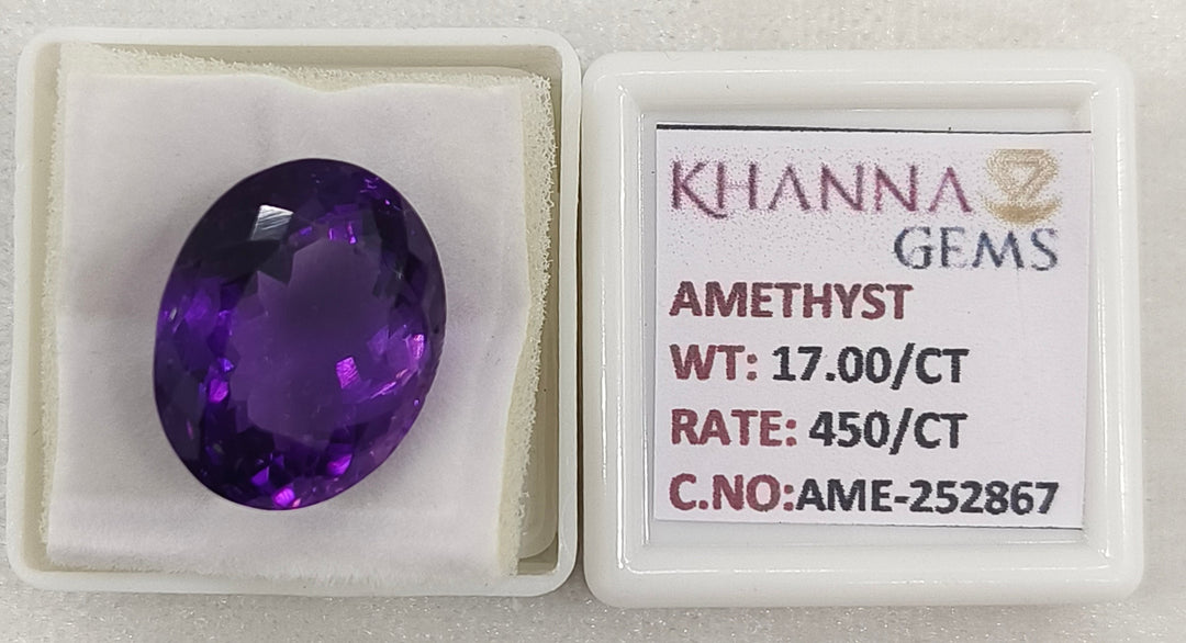 17.00/CT Natural Amethyst Gemstone with Govt. Lab Certificate