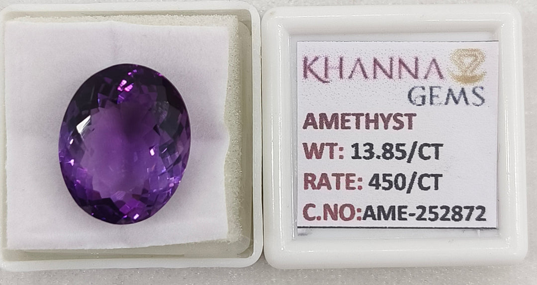 13.85/CT Natural Amethyst Gemstone with Govt. Lab Certificate