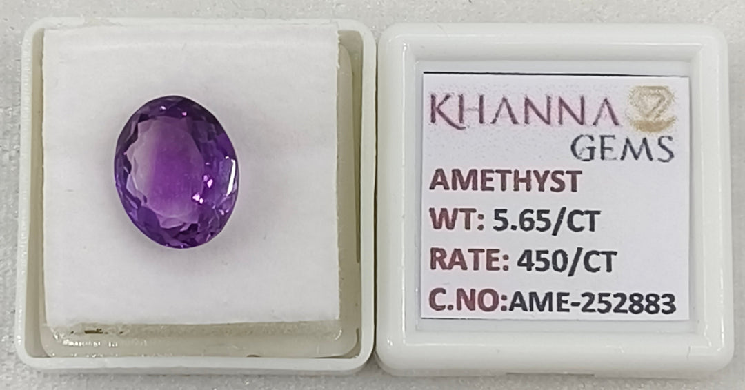 5.65/CT Natural Amethyst Gemstone with Govt. Lab Certificate