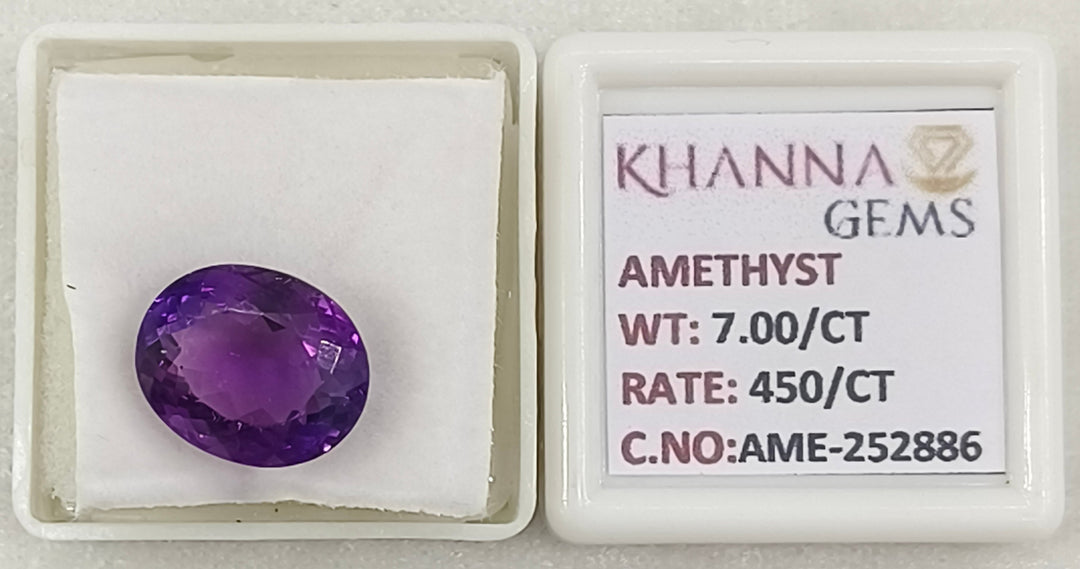 7.00/CT Natural Amethyst Gemstone with Govt. Lab Certificate