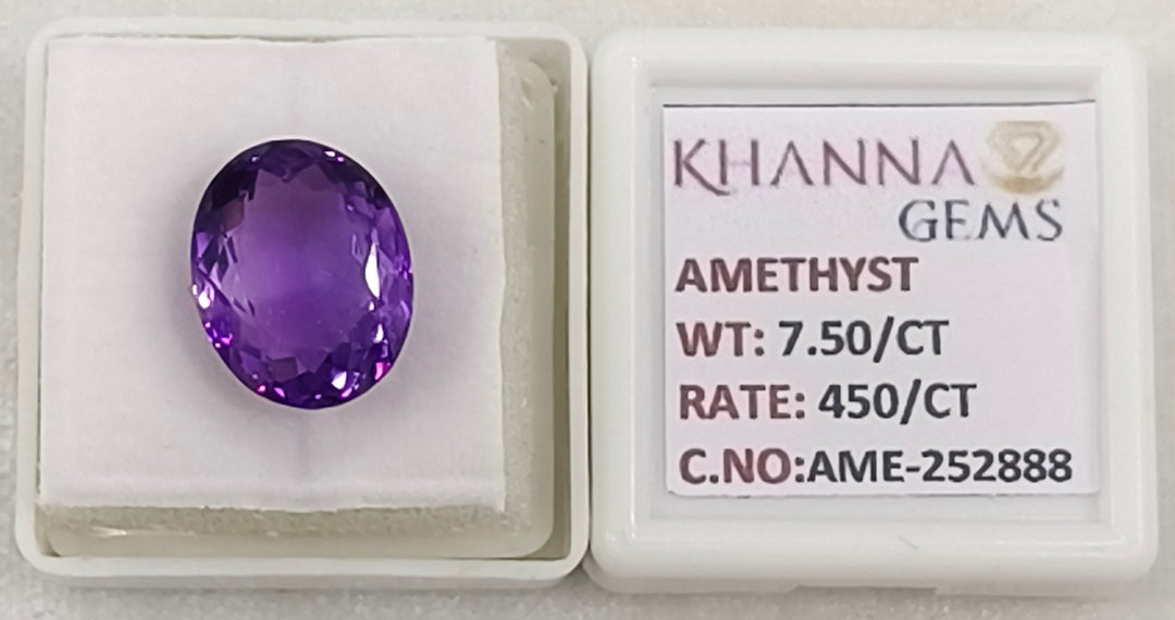 7.50/CT Natural Amethyst Gemstone with Govt. Lab Certificate