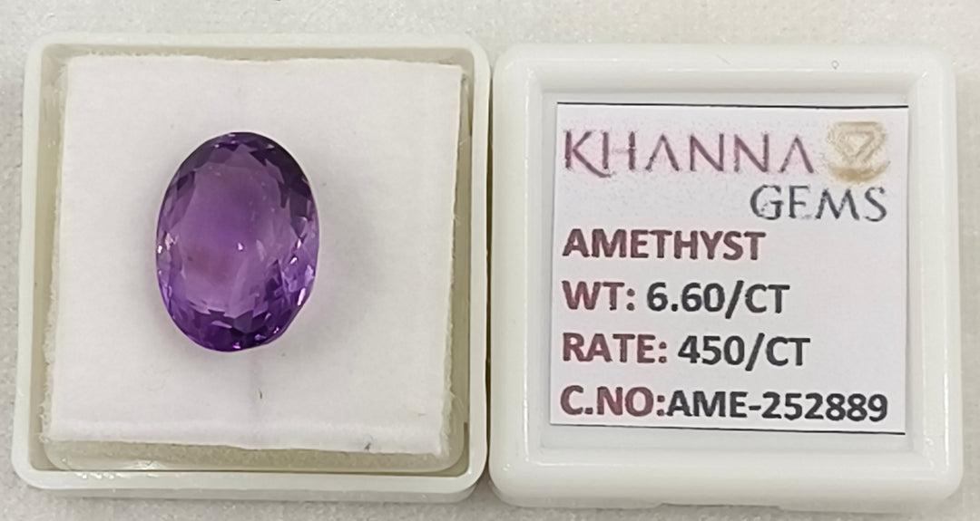 6.60/CT Natural Amethyst Gemstone with Govt. Lab Certificate