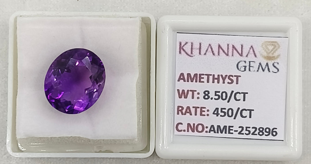 8.50/CT Natural Amethyst Gemstone with Govt. Lab Certificate