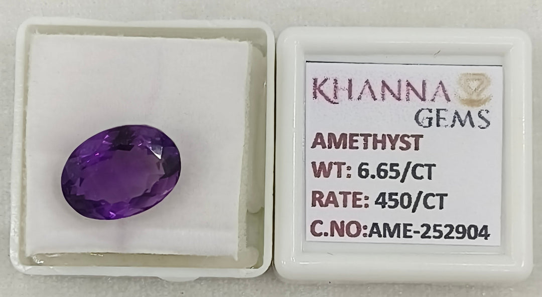 6.65/CT Natural Amethyst Gemstone with Govt. Lab Certificate