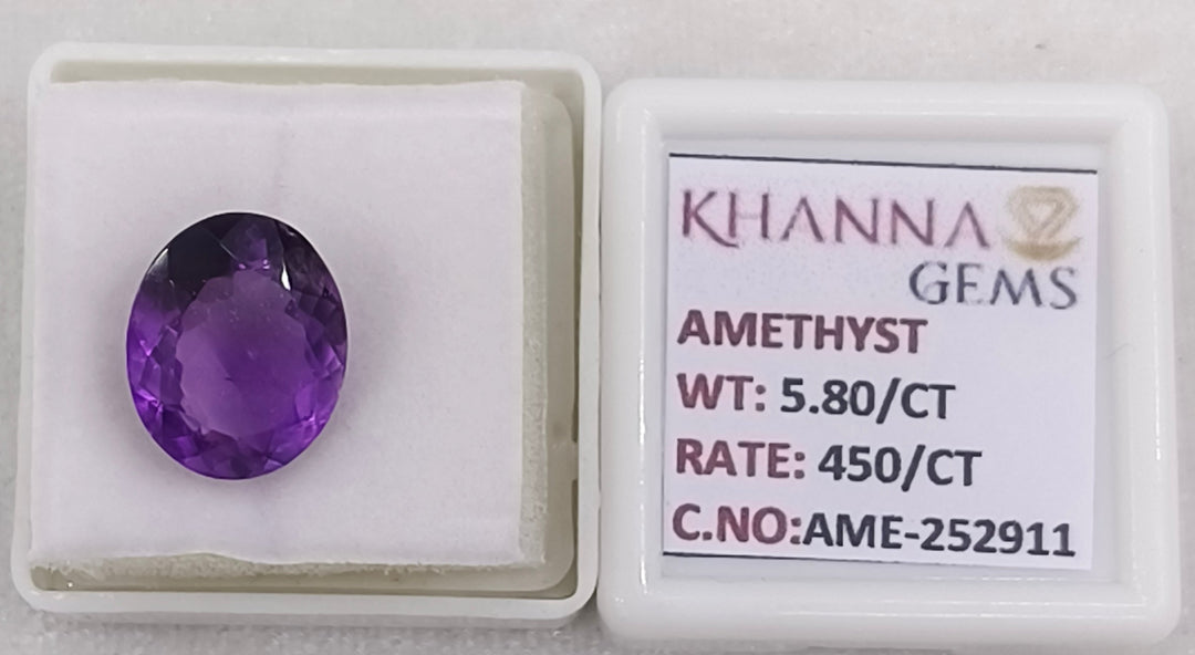 5.80/CT Natural Amethyst Gemstone with Govt. Lab Certificate